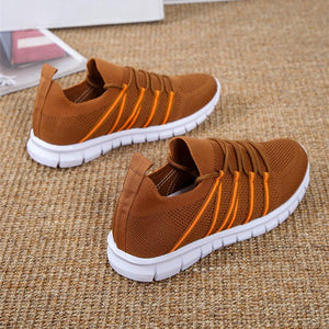 Women knit mesh breathable lace up tennis sneakers running