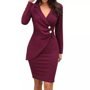 Fall winter long sleeves peplum business dress | Bodycon formal work dress