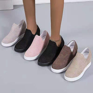 Women casual hollow breathable flat heel slip on loafers