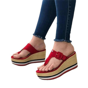 Women summer flip flop slide espadrille wedge sandals