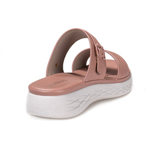Women two strap peep toe wedge summer slide sandals