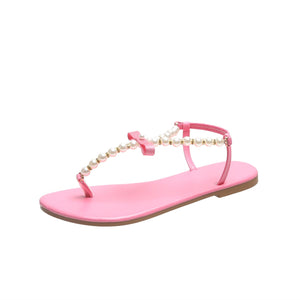 Women rhinestone bowknot clip toe slingback flat sandals