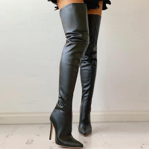 Women stiletto high heel over the knee red black boots