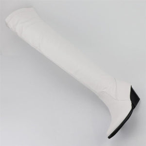 Women winter minimalist chunky heel pointed toe over the knee boots