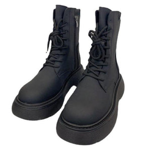 Women new fashion chunky platform lace up motorcycle boots