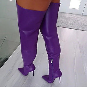 Women sexy stiletto heel pointed toe over the knee boots