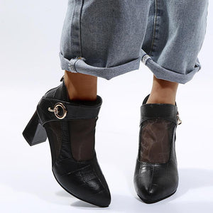 Women fashion metal buckle block heel sexy boots