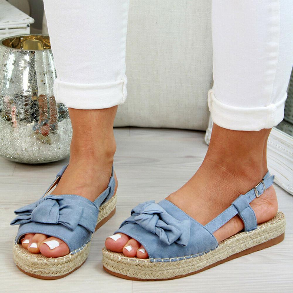 Women's bowknot peep toe buckle strap platform sandals