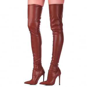 Women sexy pointed toe stiletto high heel elastic over the knee boots