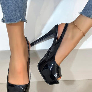 Women platform peep toe summer fashion slingback sexy high heels