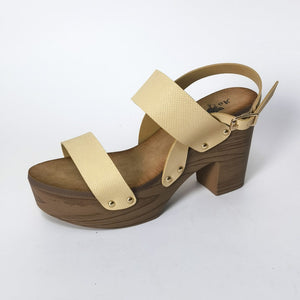 Women hollow peep toe buckle strap slingback chunky platform sandals