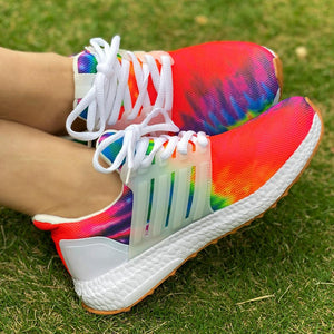 Women colorful lace up casual fashion sneakers running