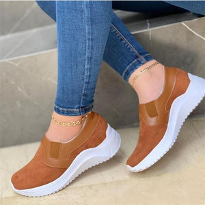 Women casual wedge platform solid color slip on loafers
