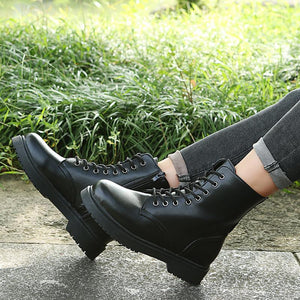 Women chunky platform side zipper short lace up boots