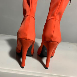Women's sexy stiletto heeled peep toe square toe booties