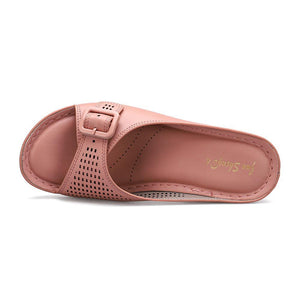 Women summer boho peep toe hollow wedge slide sandals