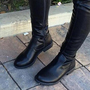 Women square heel side zipper over the knee boots