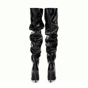 Women over the knee stiletto high heel black boots