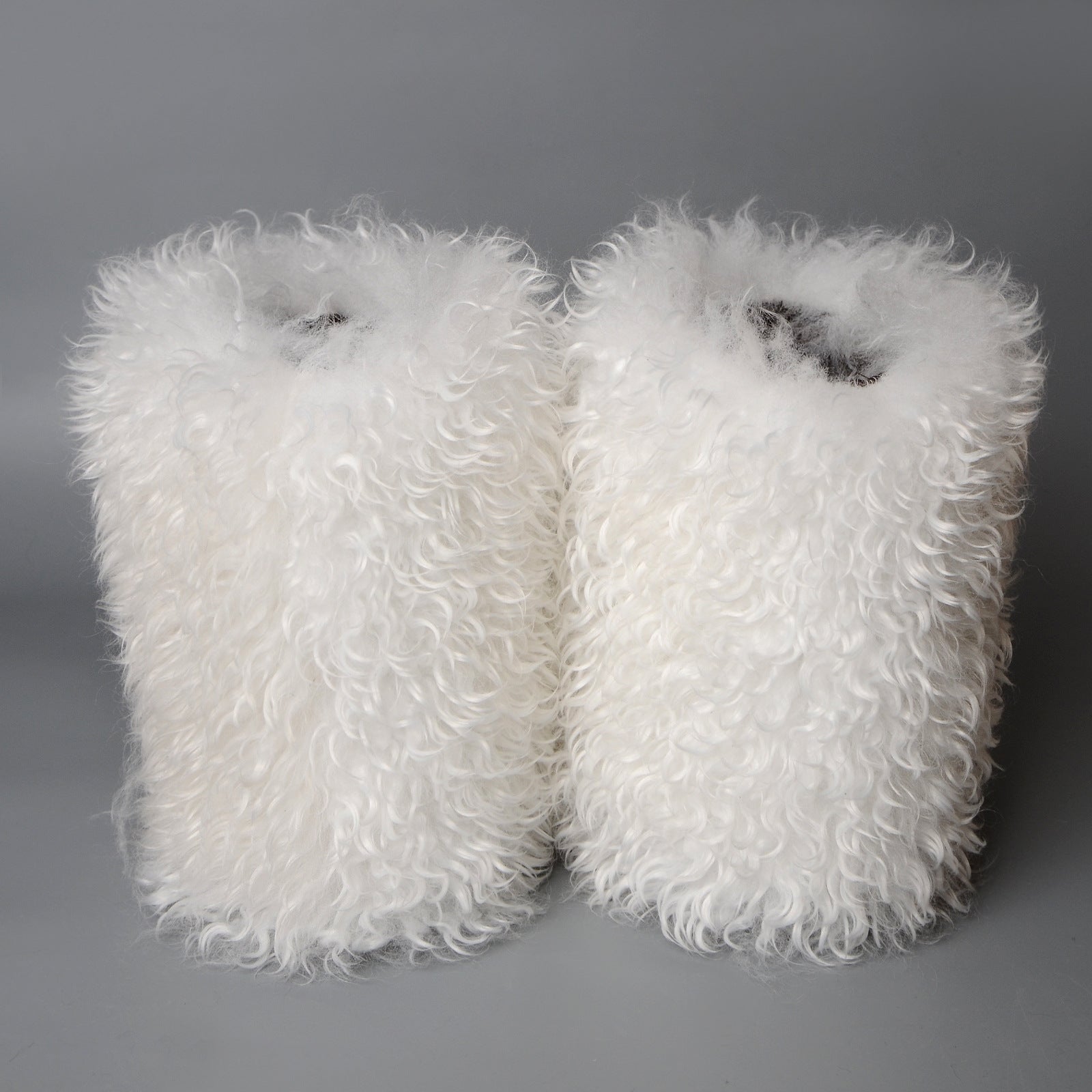 Women winter warm faux fur short snow white boots