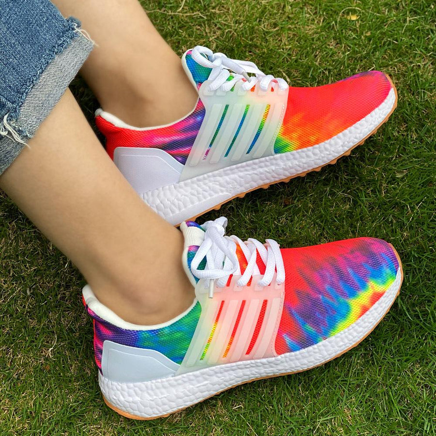 Women colorful lace up casual fashion sneakers running