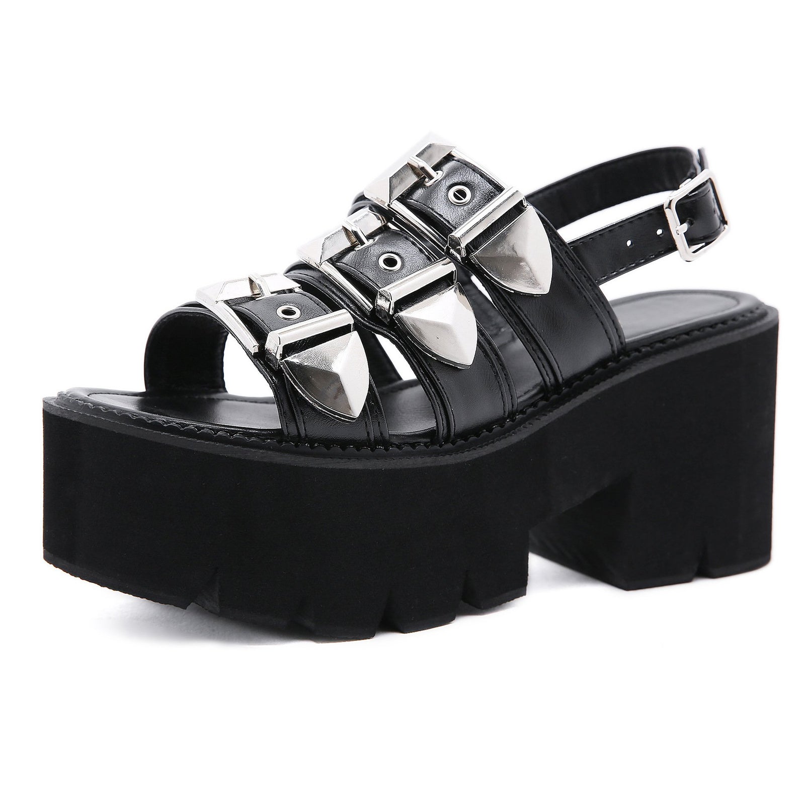 Women spring summer chunky 
platform peep toe sandals