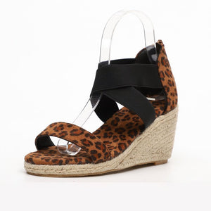 Women peep toe criss cross strap hollow espadrille wedge sandals