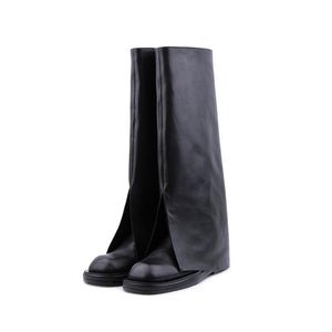 Women turn-down edge motorcycle new fashion black boots