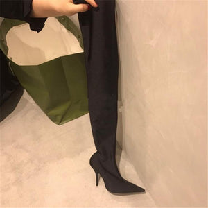 Women fashion solid color stiletto high heel pointed toe over the knee boots