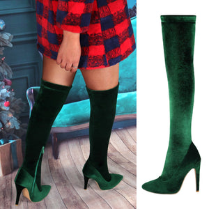 Women stiletto high heel pointed toe over the knee boots