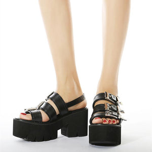 Women spring summer chunky 
platform peep toe sandals
