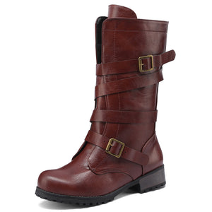 Womne's motorcycle boots retro did calf boots for women