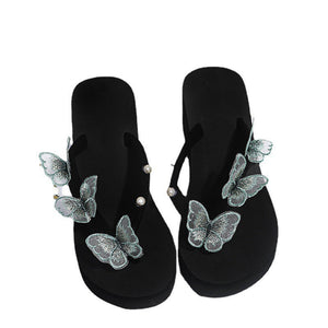 Women cute butterfly thick sole summer outdoor flip flops