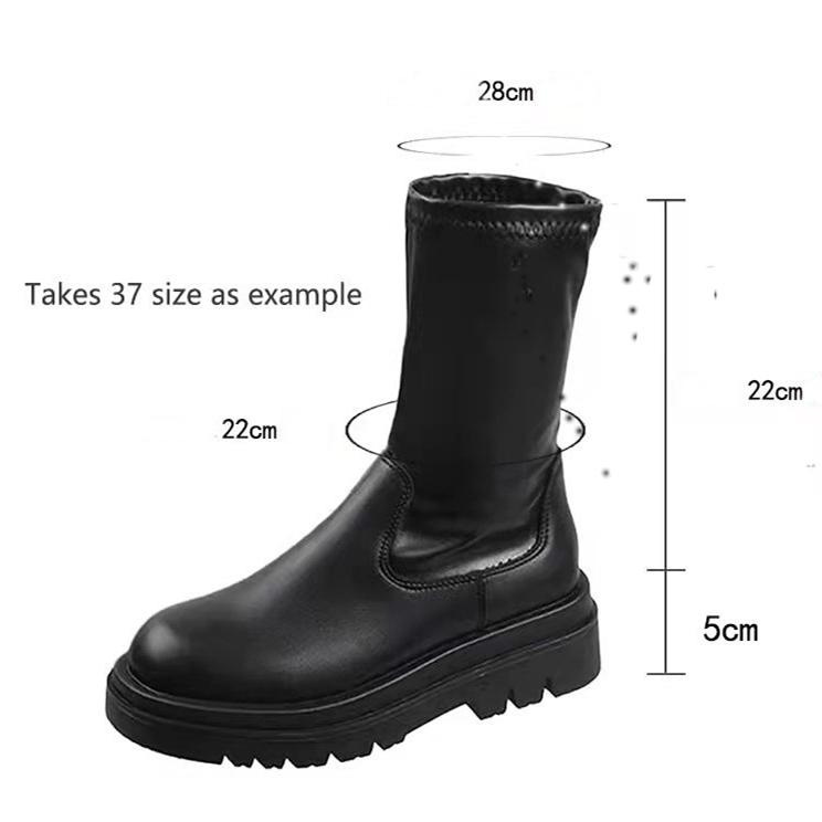 Women over the knee platform black motorcycle boots