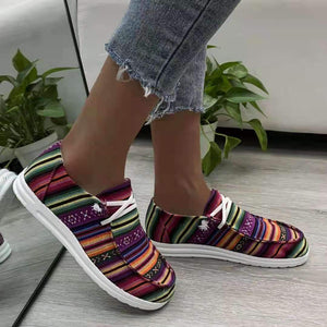 Women flat printed canvas shoes slip on sneaker