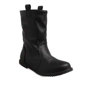 Women round toe solid color slip on mid calf boots