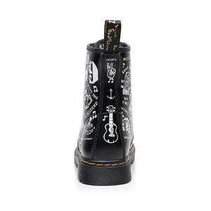 Women letters cartoon printed chunky platform lace up motorcyle boots