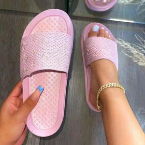 Women casual open toe solid color slide flat sandals