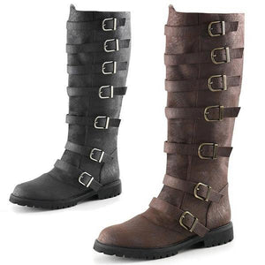 Women motorcycle boots buckle straps low heel boots