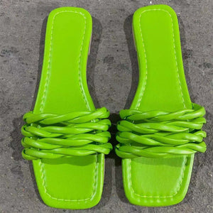 Women's woven open toe slides
