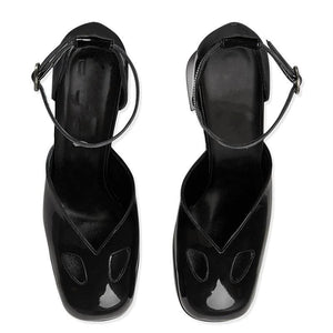 Women fashion ring ankle strap platform chunky heel sandals