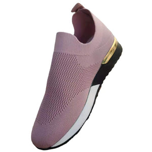 Women's slip on flyknit elastic sneakers flat summer breathable sneakers