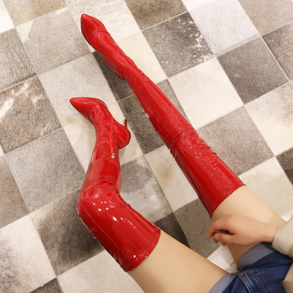 Women over the knee stiletto high heel red boots