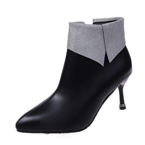 Women fashion ankle turn down pointed toe stiletto heeled boots