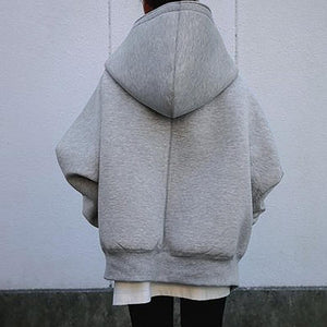 Women winter street plain turtleneck zip up hoodie sweatshirt