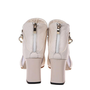 Women fashion metal buckle block heel sexy boots