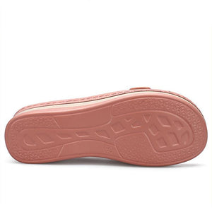 Women summer boho peep toe hollow wedge slide sandals