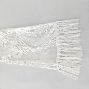 Women midi white lace flower fringe slit prom party dresses