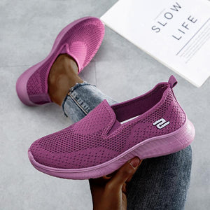 Women comfortable walking knit breathable slip on sneaker