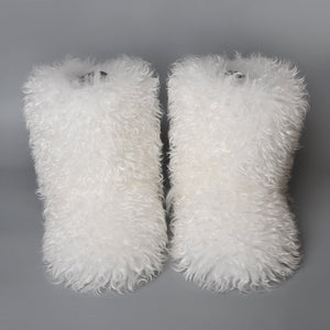 Women winter warm faux fur short snow white boots