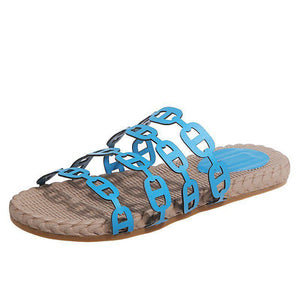 Women open toe black strap 
summer slide sandals